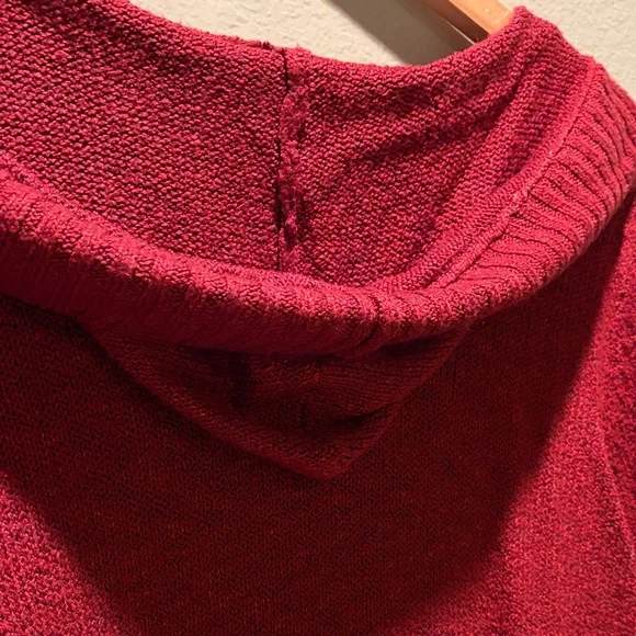 Maurices 3X Burgundy Cable Knit Hooded Sweater Shawl Collar V-Neck Plus Size - Picture 13 of 16